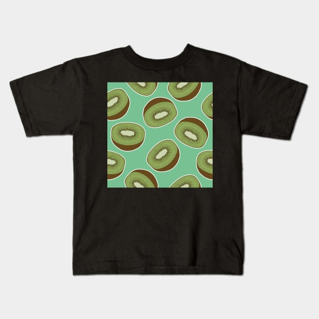 Kiwi Fruit Pattern Kids T-Shirt by Blue-Banana